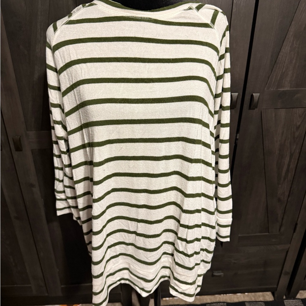 Mi Green and White Striped Top